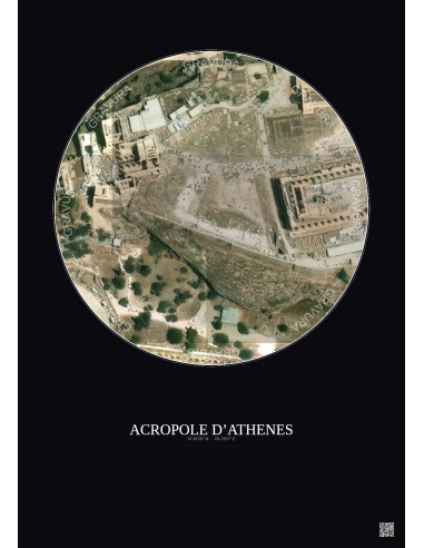 Acropole Dathenes Satellite View Poster 0.1km Color | Gravura – Dark background