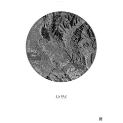 Affiche La Paz – Poster vue satellite 6km N&B | Gravura – Fond clair