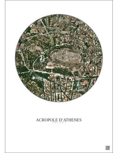 Acropole Dathenes Satellite View Poster 0.5km Color | Gravura – Light background