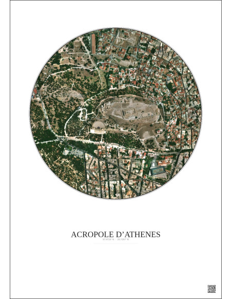 Acropole Dathenes Satellite View Poster 0.5km Color | Gravura – Light background