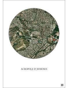 Acropole Dathenes Satellite View Poster 1km Color | Gravura – Light background