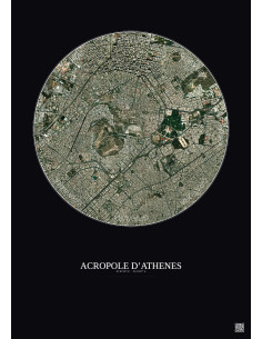 Acropole Dathenes Satellite View Poster 2.5km Color | Gravura – Dark background