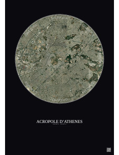 Acropole Dathenes Satellite View Poster 5km Color | Gravura – Dark background