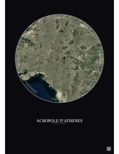 Acropole Dathenes Satellite View Poster 10km Color | Gravura – Dark background