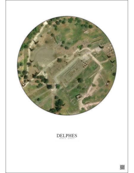 Affiche Delphes – Poster vue satellite 0.1km Couleur | Gravura – Fond clair