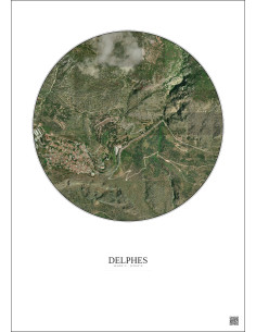 Affiche Delphes – Poster vue satellite 1km Couleur | Gravura – Fond clair