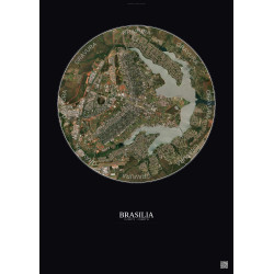 Affiche Brasilia – Poster vue satellite 10km Couleur | Gravura – Fond foncé