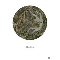 Affiche Brasilia – Poster vue satellite 10km Couleur | Gravura – Fond clair