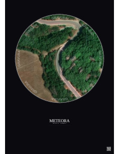 Affiche Meteora – Poster vue satellite 0.1km Couleur | Gravura – Fond foncé