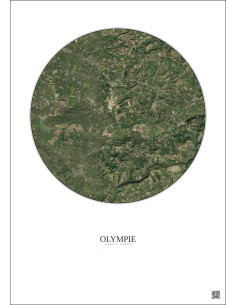 Affiche Olympie – Poster vue satellite 5km Couleur | Gravura – Fond clair
