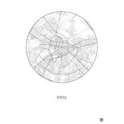 Affiche Sofia – Poster carte de ville 6km | Gravura – Fond clair