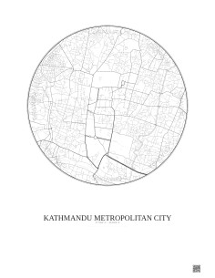 Affiche Kathmandu Metropolitan City – Poster carte de ville 2.5km | Gravura – Fond clair