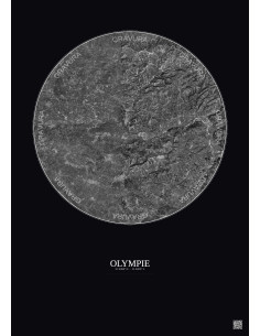 Olympie Satellite View Poster 10km B&W | Gravura – Dark background