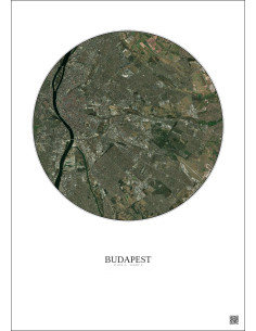 Budapest Satellite View Poster 10km Color | Gravura – Light background