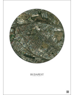 Budapest Satellite View Poster 2.5km Color | Gravura – Light background