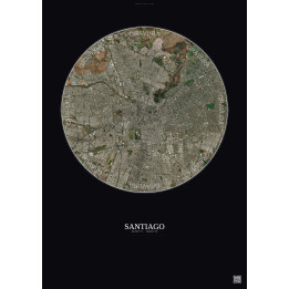 Affiche Santiago – Poster vue satellite 10km Couleur | Gravura – Fond foncé