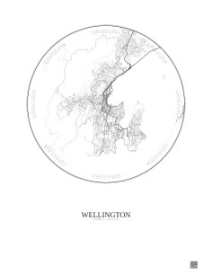 Affiche Wellington – Poster carte de ville 10km | Gravura – Fond clair