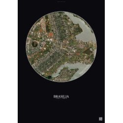 Affiche Brasilia – Poster vue satellite 6km Couleur | Gravura – Fond foncé