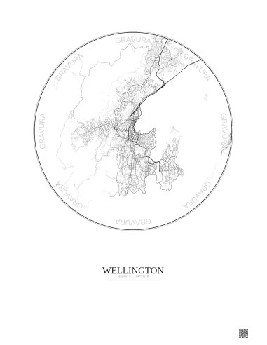 Wellington City Map Poster 10km | Gravura – Light background