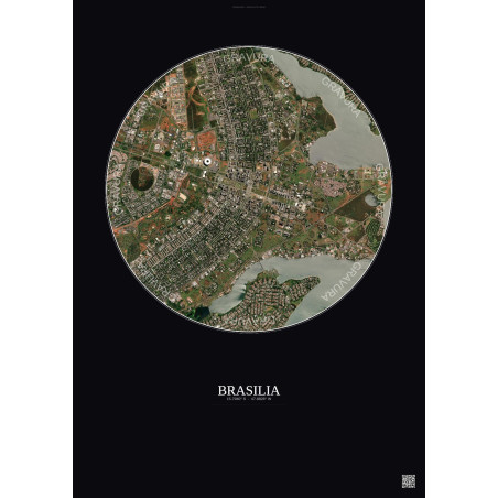 Affiche Brasilia – Poster vue satellite 6km Couleur | Gravura – Fond foncé