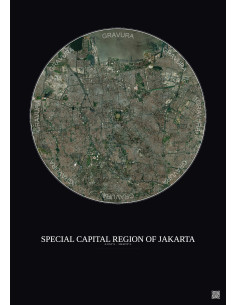 Special Capital Region Of Jakarta Satellite View Poster 10km Color | Gravura – Dark background