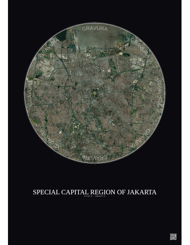 Special Capital Region Of Jakarta Satellite View Poster 10km Color | Gravura – Dark background