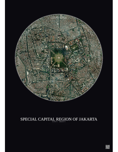 Special Capital Region Of Jakarta Satellite View Poster 2.5km Color | Gravura – Dark background