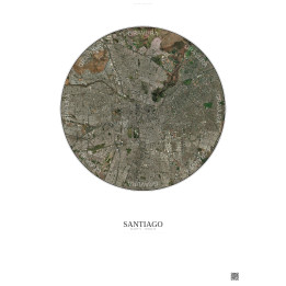 Affiche Santiago – Poster vue satellite 10km Couleur | Gravura – Fond clair