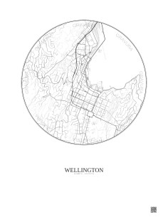 Affiche Wellington – Poster carte de ville 2.5km | Gravura – Fond clair