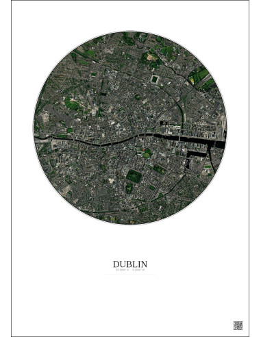 Dublin Satellite View Poster 2.5km Color | Gravura – Light background