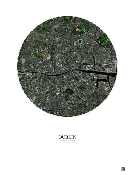 Dublin Satellite View Poster 2.5km Color | Gravura – Light background
