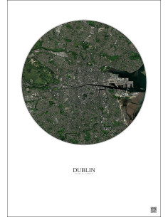 Affiche Dublin – Poster vue satellite 6km Couleur | Gravura – Fond clair