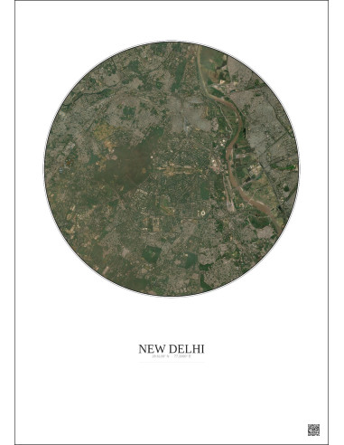 Affiche New Delhi – Poster vue satellite 10km Couleur | Gravura – Fond clair