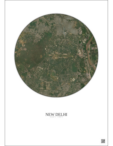 New Delhi Satellite View Poster 6km Color | Gravura – Light background