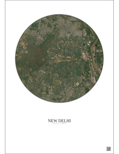 New Delhi Satellite View Poster 6km Color | Gravura – Light background