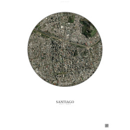 Affiche Santiago – Poster vue satellite 2.5km Couleur | Gravura – Fond clair