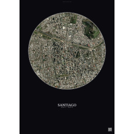 Affiche Santiago – Poster vue satellite 2.5km Couleur | Gravura – Fond foncé