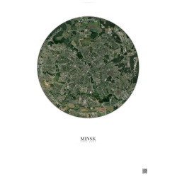 Affiche Minsk – Poster vue satellite 10km Couleur | Gravura – Fond clair