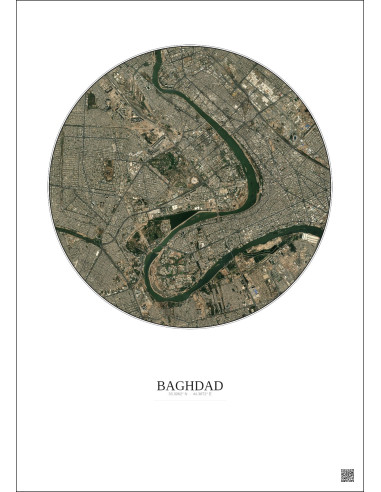 Baghdad Satellite View Poster 6km Color | Gravura – Light background