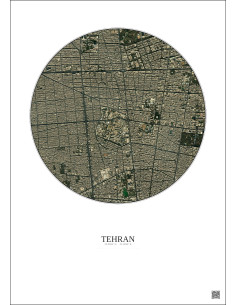 Affiche Tehran – Poster vue satellite 2.5km Couleur | Gravura – Fond clair