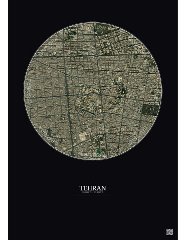 Tehran Satellite View Poster 2.5km Color | Gravura – Dark background