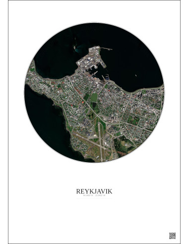 Reykjavik Satellite View Poster 2.5km Color | Gravura – Light background