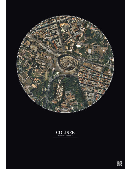 Affiche Colisee – Poster vue satellite 0.5km Couleur | Gravura – Fond foncé