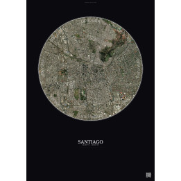 Affiche Santiago – Poster vue satellite 6km Couleur | Gravura – Fond foncé