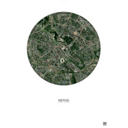 Affiche Minsk – Poster vue satellite 2.5km Couleur | Gravura – Fond clair