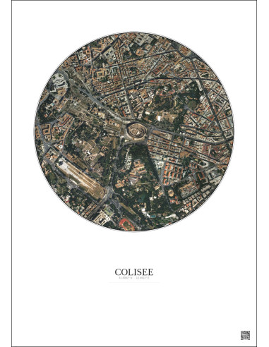 Colisee Satellite View Poster 1km Color | Gravura – Light background