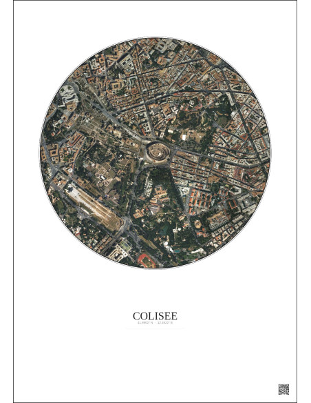Colisee Satellite View Poster 1km Color | Gravura – Light background