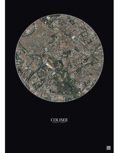Affiche Colisee – Poster vue satellite 2.5km Couleur | Gravura – Fond foncé