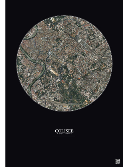 Affiche Colisee – Poster vue satellite 2.5km Couleur | Gravura – Fond foncé