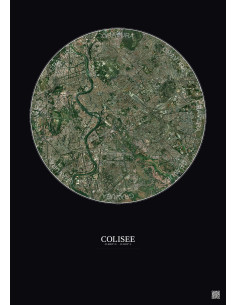 Affiche Colisee – Poster vue satellite 5km Couleur | Gravura – Fond foncé